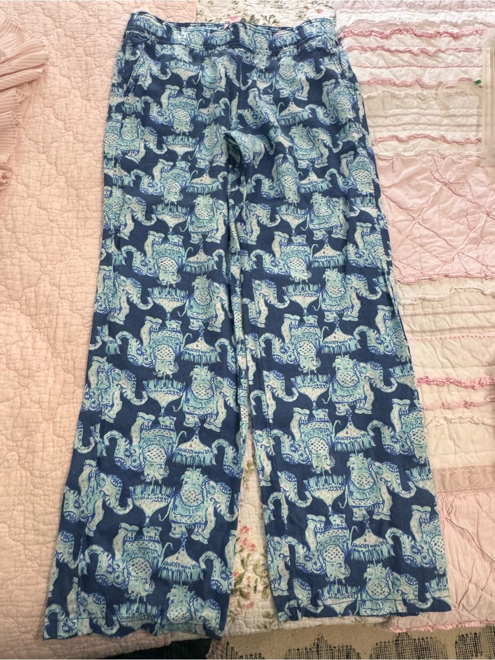 Lilly Pulitzer Navy and Light Blue Elephant-Print Lounge Pants